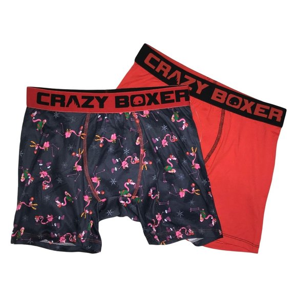 NWT Crazy Boxer 2 Pack Funny Santa Flamingo Christmas Holiday Underwear Men's S - Picture 2 of 10